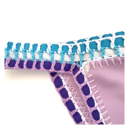 Purple Pleasure Sexy Handmade Neoprene Crochet Bikini Set Sunset and Swim - Image 3