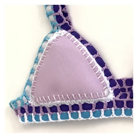 Purple Pleasure Sexy Handmade Neoprene Crochet Bikini Set Sunset and Swim - Image 2