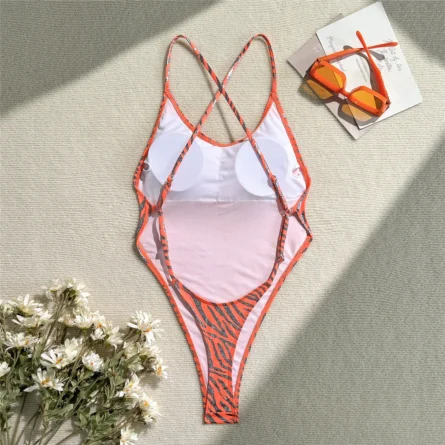 Zebra Strut High Cut Thong Swimsuit Monokini - Image 12