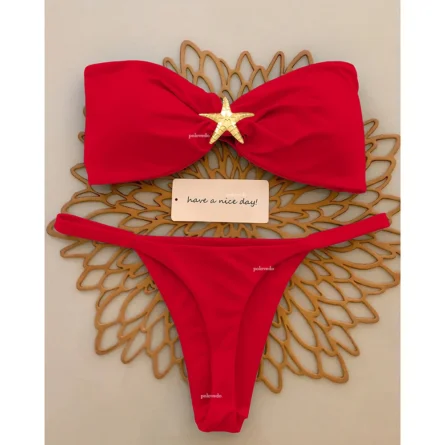 Gold Star Bandeau Thong Bikini Set