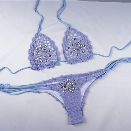 Sensual Waves Crochet Sexy Rhinestone See Through Bikini Sunset and Swim - Image 16