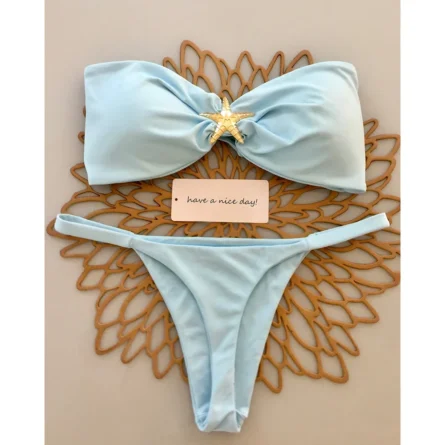 Gold Star Bandeau Thong Bikini Set