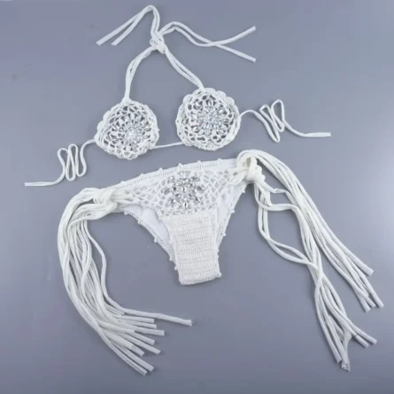 Sensual Waves Crochet Sexy Rhinestone See Through Bikini Sunset and Swim - Image 11