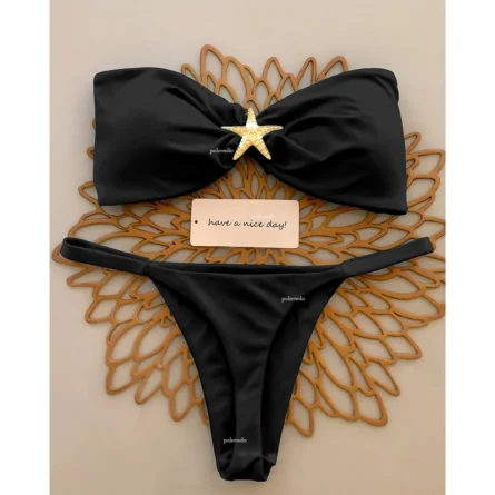 Gold Star Bandeau Thong Bikini Set