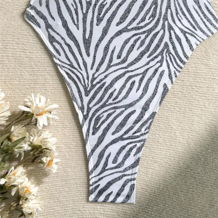 Zebra Strut High Cut Thong Swimsuit Monokini - Image 26