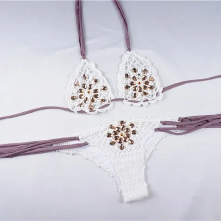 Sensual Waves Crochet Sexy Rhinestone See Through Bikini Sunset and Swim - Image 25