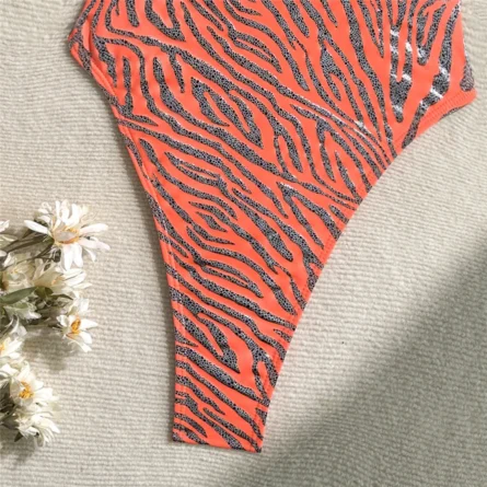 Zebra Strut High Cut Thong Swimsuit Monokini - Image 15