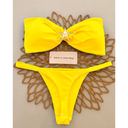 Gold Star Bandeau Thong Bikini Set