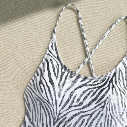 Zebra Strut High Cut Thong Swimsuit Monokini - Image 24
