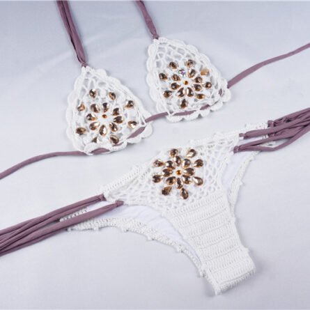 Sensual Waves Crochet Sexy Rhinestone See Through Bikini Sunset and Swim - Image 26