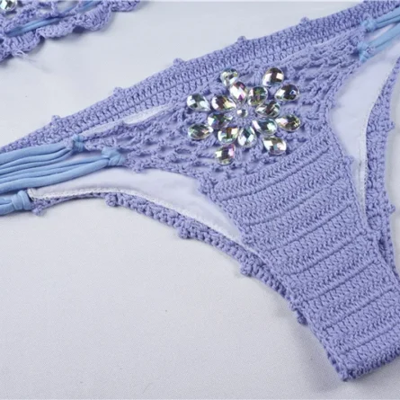 Sensual Waves Crochet Sexy Rhinestone See Through Bikini Sunset and Swim - Image 19