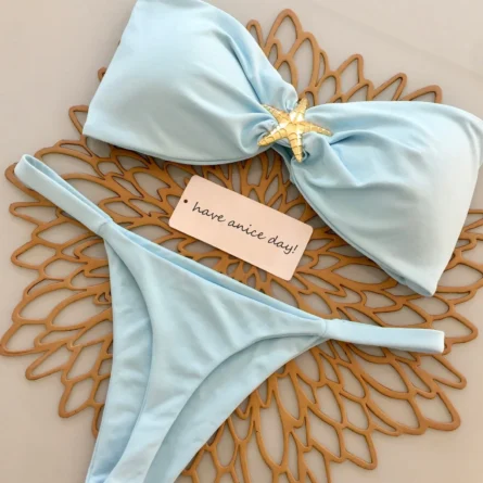 Gold Star Bandeau Thong Bikini Set - Image 10