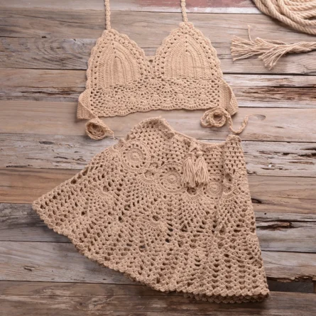 Sadie Two-piece Crochet Beach Top, Boho Crochet Beach Cover Up Set - Image 9