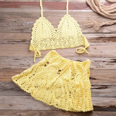 Sadie Two-piece Crochet Beach Top, Boho Crochet Beach Cover Up Set - Image 19