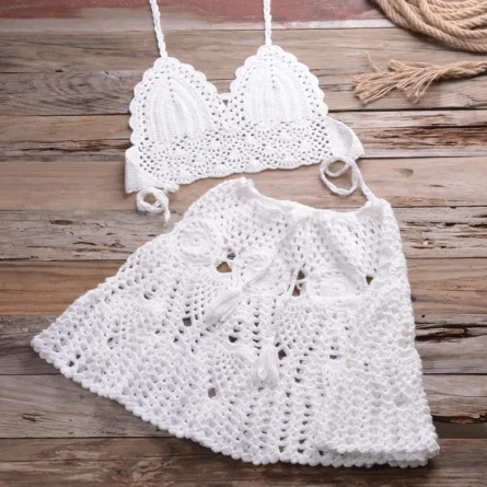 Sadie Two-piece Crochet Beach Top, Boho Crochet Beach Cover Up Set - Image 12