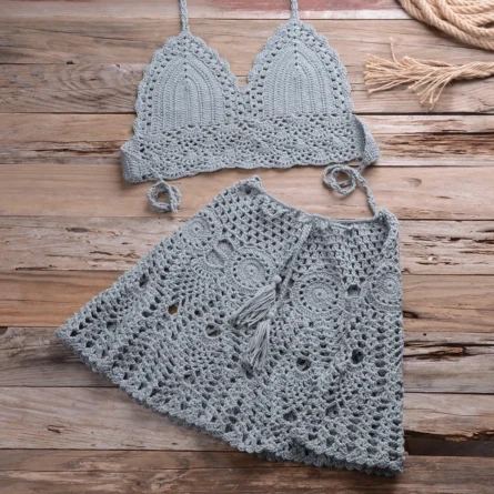 Sadie Two-piece Crochet Beach Top, Boho Crochet Beach Cover Up Set - Image 11