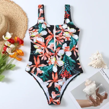 Sunset and Swim Zipper Zip Up Swimsuit - Image 5