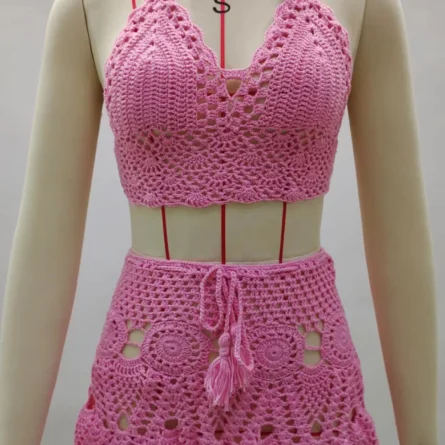 Sadie Two-piece Crochet Beach Top, Boho Crochet Beach Cover Up Set - Image 15