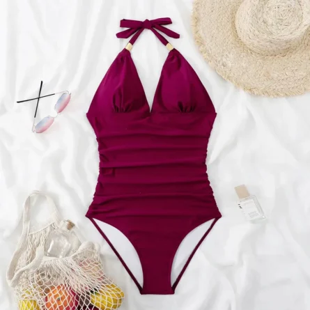 Sunset and Swim Tummy Waist Slimming Halter Swimsuit - Image 13