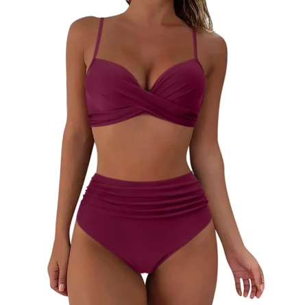 Sunset and Swim Tummy Control Design High Waist Bikini - Image 8