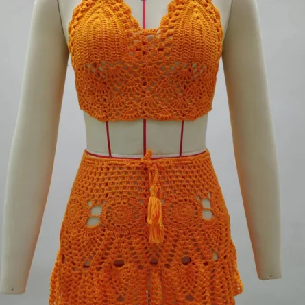 Sadie Two-piece Crochet Beach Top, Boho Crochet Beach Cover Up Set - Image 10
