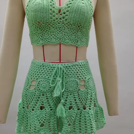 Sadie Two-piece Crochet Beach Top, Boho Crochet Beach Cover Up Set - Image 20