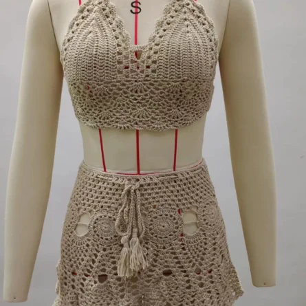 Sadie Two-piece Crochet Beach Top, Boho Crochet Beach Cover Up Set - Image 13