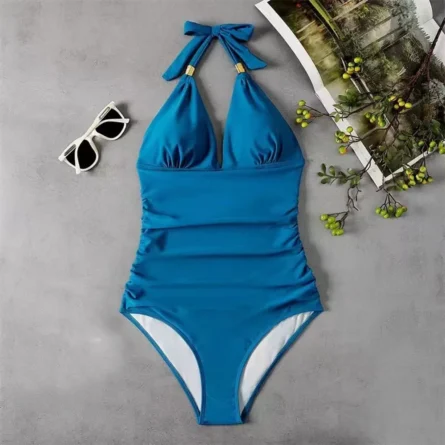 Sunset and Swim Tummy Waist Slimming Halter Swimsuit - Image 28