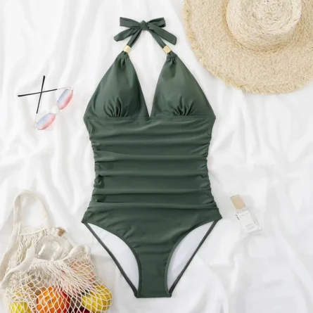 Sunset and Swim Tummy Waist Slimming Halter Swimsuit - Image 26