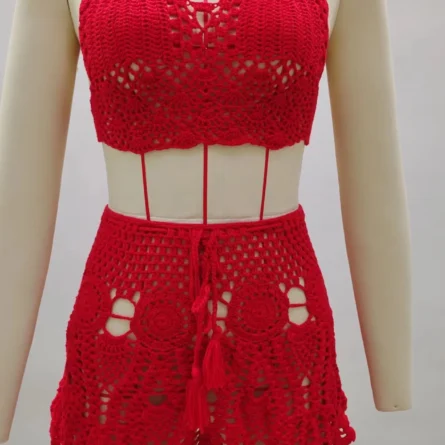 Sadie Two-piece Crochet Beach Top, Boho Crochet Beach Cover Up Set - Image 16