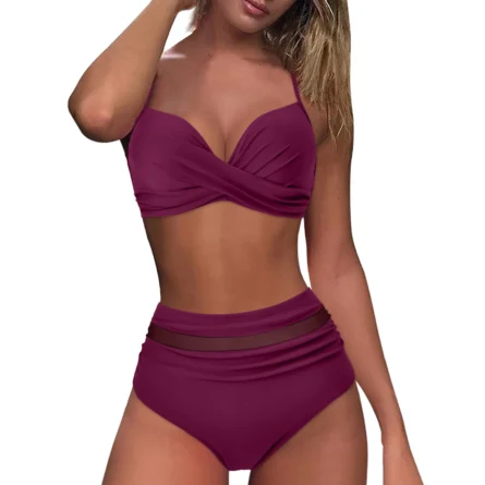 Sunset and Swim Tummy Control Design High Waist Bikini - Image 3