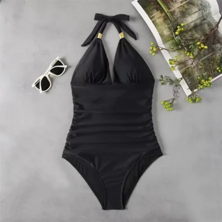 Sunset and Swim Tummy Waist Slimming Halter Swimsuit - Image 19