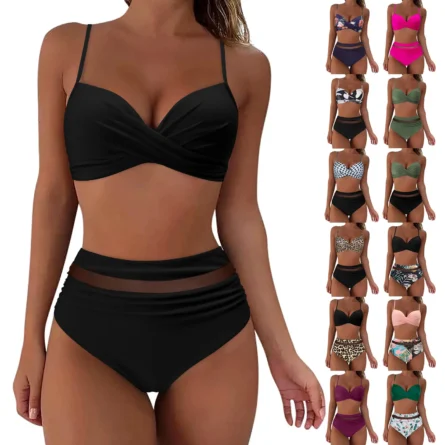 Sunset and Swim Tummy Control Design High Waist Bikini - Image 20
