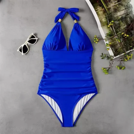 Sunset and Swim Tummy Waist Slimming Halter Swimsuit - Image 7