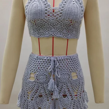 Sadie Two-piece Crochet Beach Top, Boho Crochet Beach Cover Up Set - Image 21