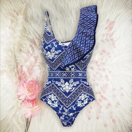 Veronica Deep V-neck Ruffle Shoulders Swimsuit - Image 15
