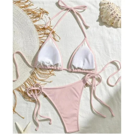 New Splicing Halter Strappy Brazilian Bikini Women Swimwear Female Swimsuit Two-pieces Bikini set Bather Bathing Suit Swim V6024 - Image 31