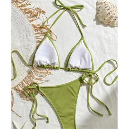 New Splicing Halter Strappy Brazilian Bikini Women Swimwear Female Swimsuit Two-pieces Bikini set Bather Bathing Suit Swim V6024 - Image 19