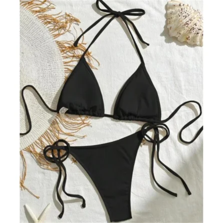 New Splicing Halter Strappy Brazilian Bikini Women Swimwear Female Swimsuit Two-pieces Bikini set Bather Bathing Suit Swim V6024 - Image 35