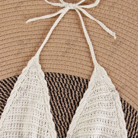 Coastal Glow Halter Crochet Cover-Up Dress - Image 18