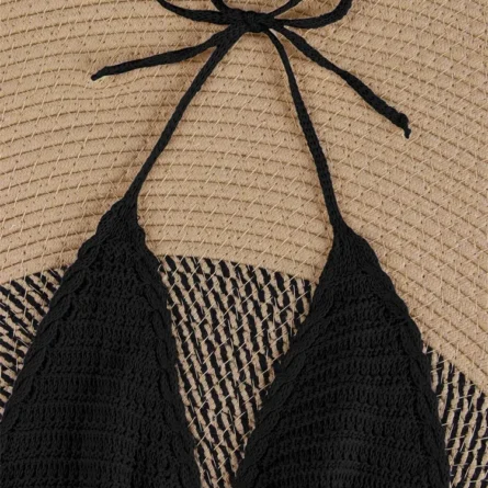 Coastal Glow Halter Crochet Cover-Up Dress - Image 31