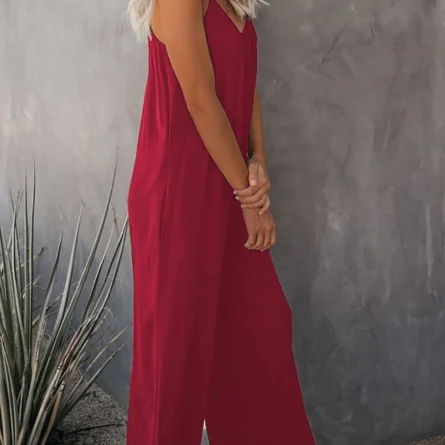 Full-Size Spaghetti Strap Wide Leg Jumpsuit - Image 23