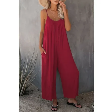 Full-Size Spaghetti Strap Wide Leg Jumpsuit - Image 3