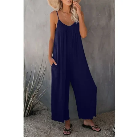 Full-Size Spaghetti Strap Wide Leg Jumpsuit - Image 14