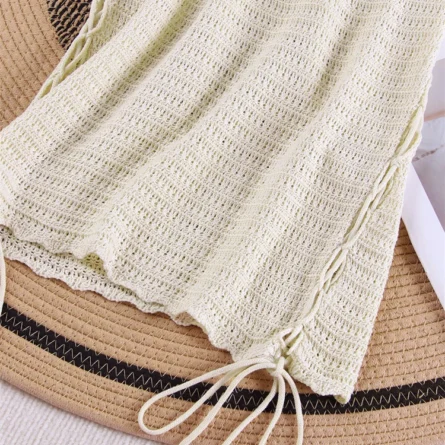 Coastal Glow Halter Crochet Cover-Up Dress - Image 21