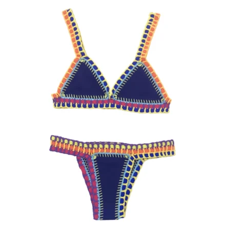 Beach Goddess Sexy Triangle Crochet Neoprene Bikini