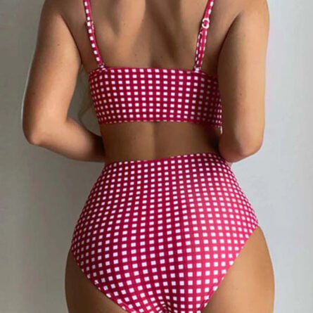 Confident Coastline Plaid High Waist Bikini - Image 5