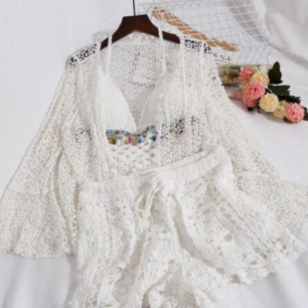 Sunset and Swim 3pc Crochet Top Vacation Set - Image 25
