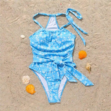 Flower Elegance Halter One Piece Swimsuit - Image 11