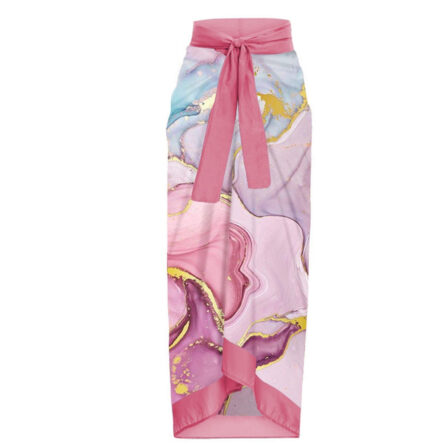 Luxury Marble Pink Holiday Designer Bathing Suit and Skirt - Image 3